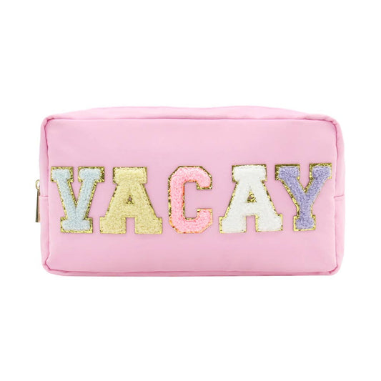 Varsity Collection Cosmetic Bag Vacay Vacation Chenille