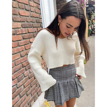 Drop Shoulder Ribbed Knit Sweater