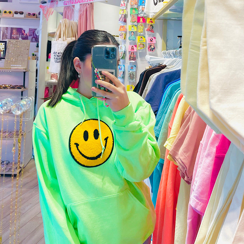 Dazed Smiley Face | Women's Cropped Hooded Sweatshirt | Artistically Inspired outlet | Minimalistic Streetwear | Comfortable And Functional